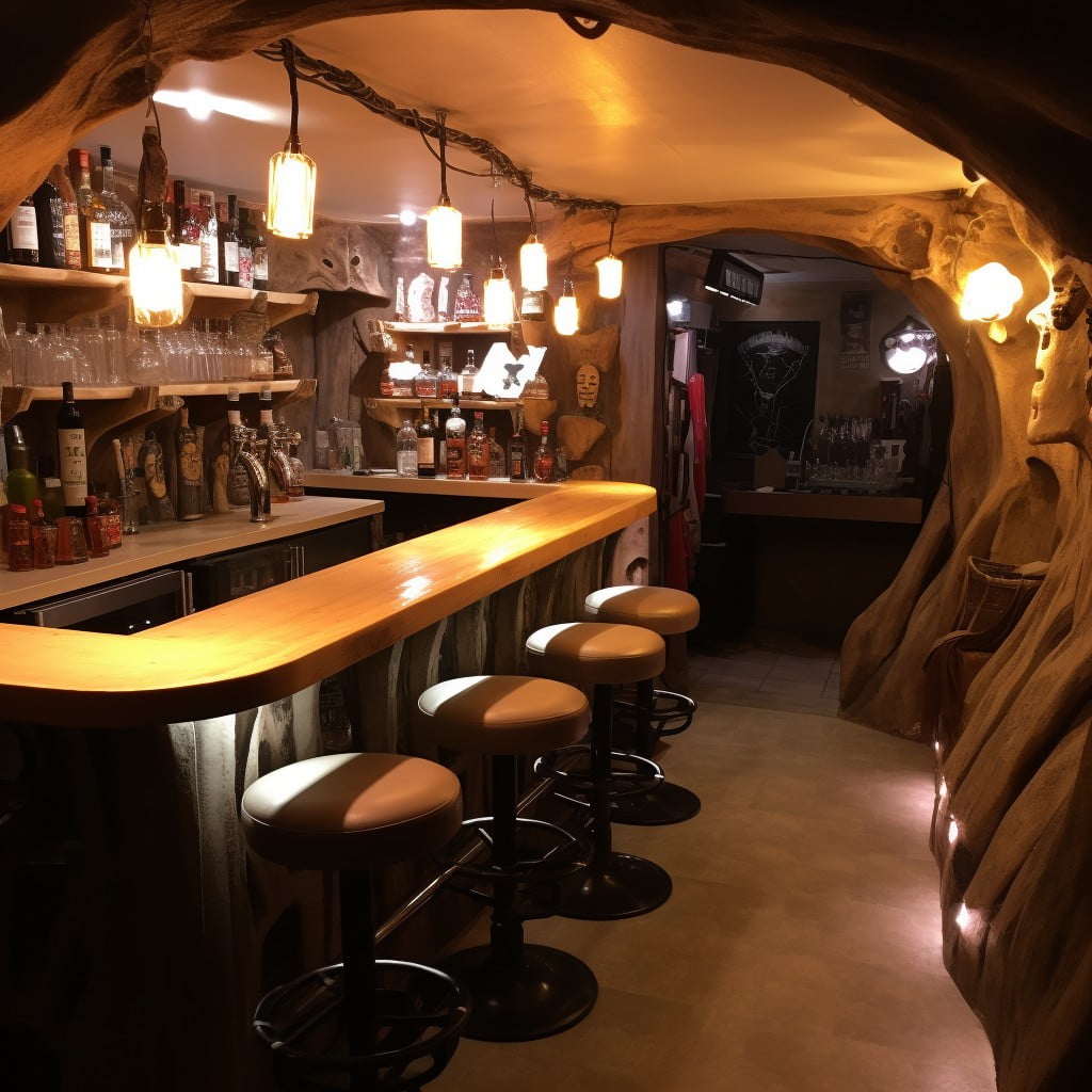 A Bar With Stage for Small Performances Basement Bar Design