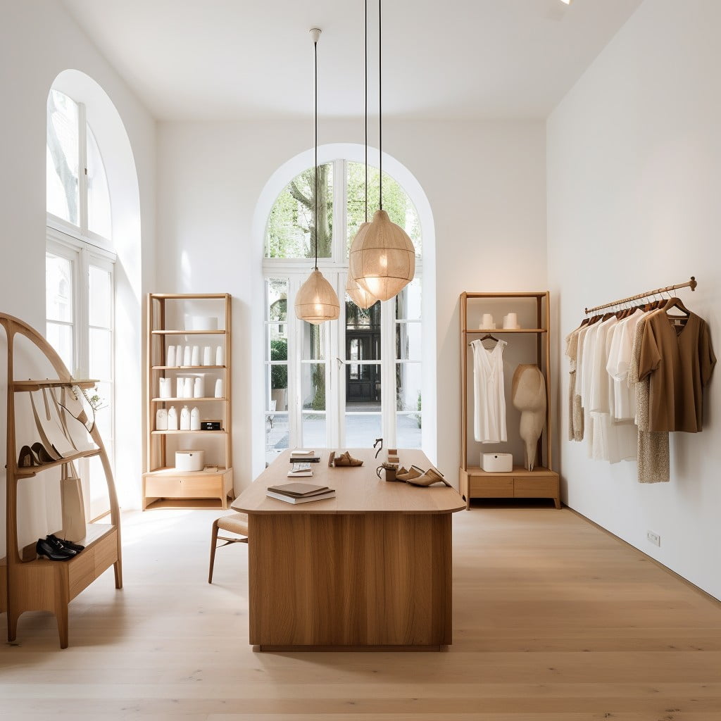 A Minimalist Interior With White Walls and Vintage Furniture for a Very Small Boutique