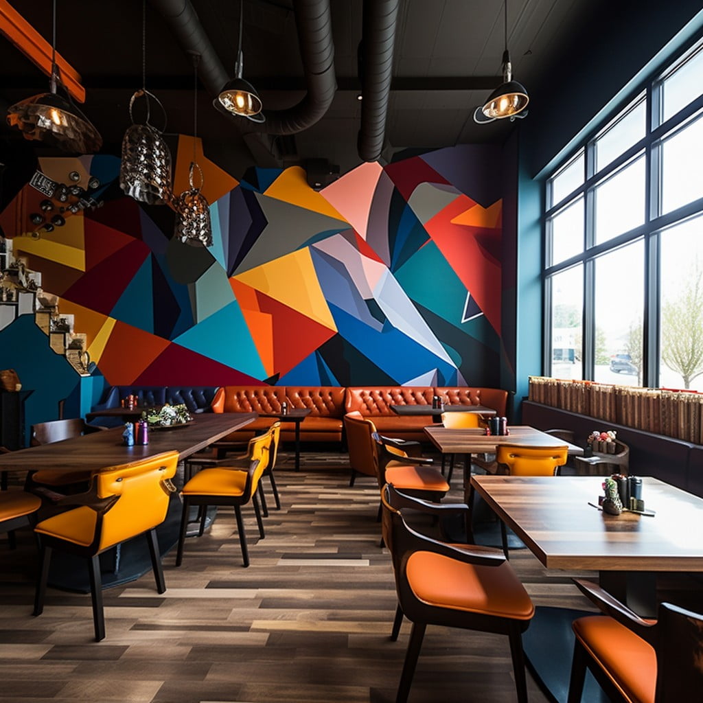 Accent Walls With Bold Colors or Patterns Small Restaurant Bar Design