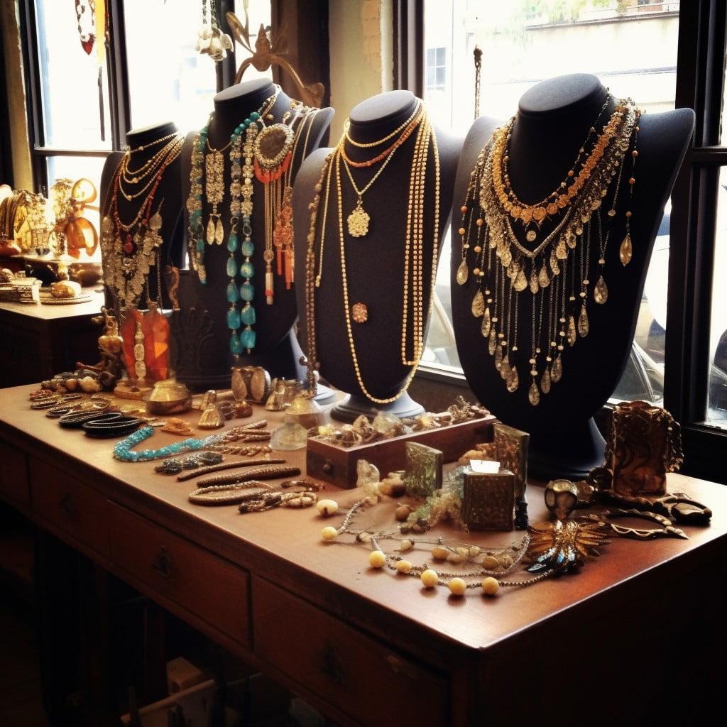 Antique Jewelry Display for a Retro Vibe for a Very Small Boutique