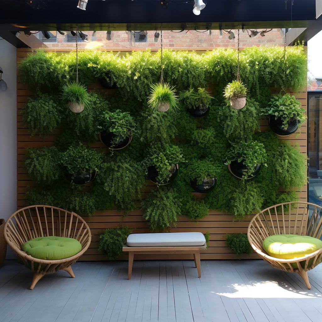 Artificial Grass Wall With Hanging Planters