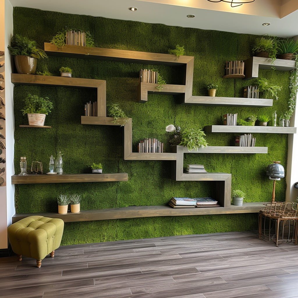 Artificial Grass Wall With Inset Shelves