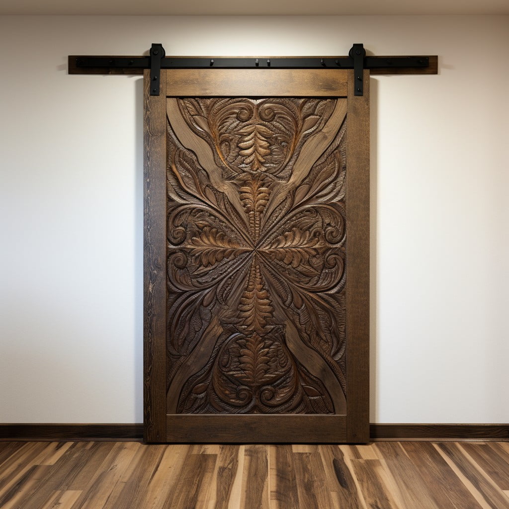 Barn Door With Carved Wood Design