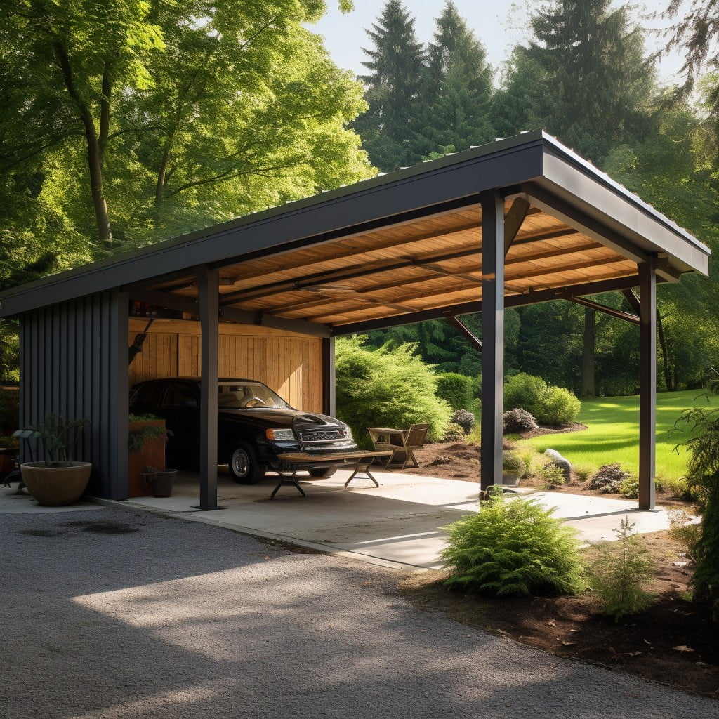 Carport With Integrated Tool Shed