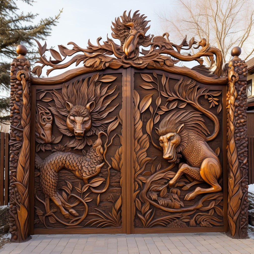 Carved Wood Animal Gates