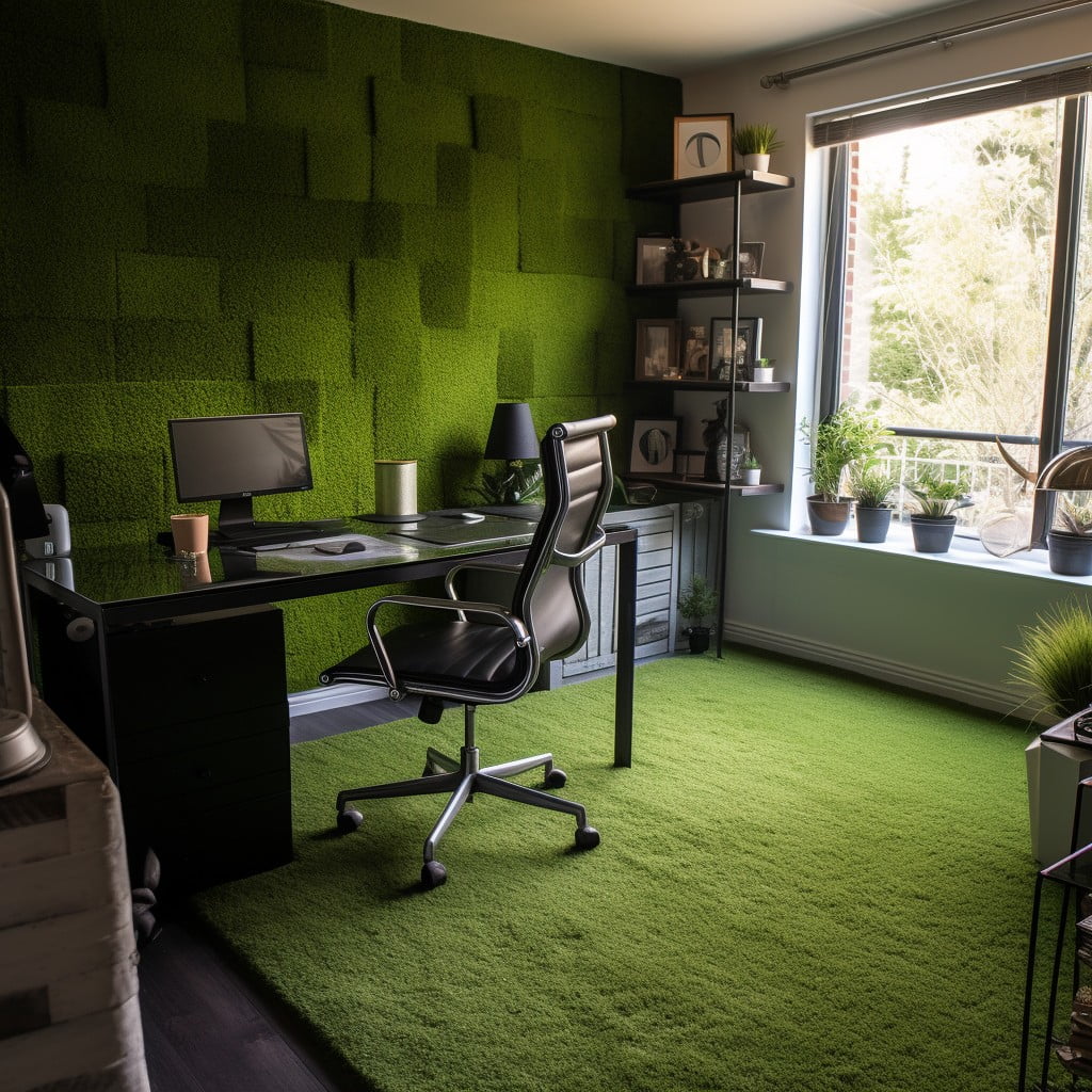 Home Office With Artificial Grass Board