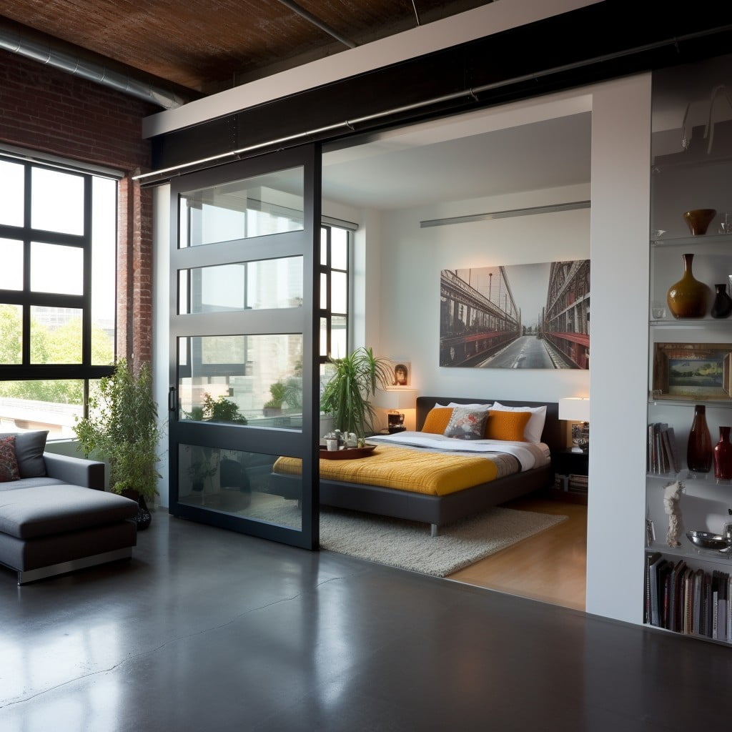 Incorporation of Sliding Doors to Save Space Loft Design