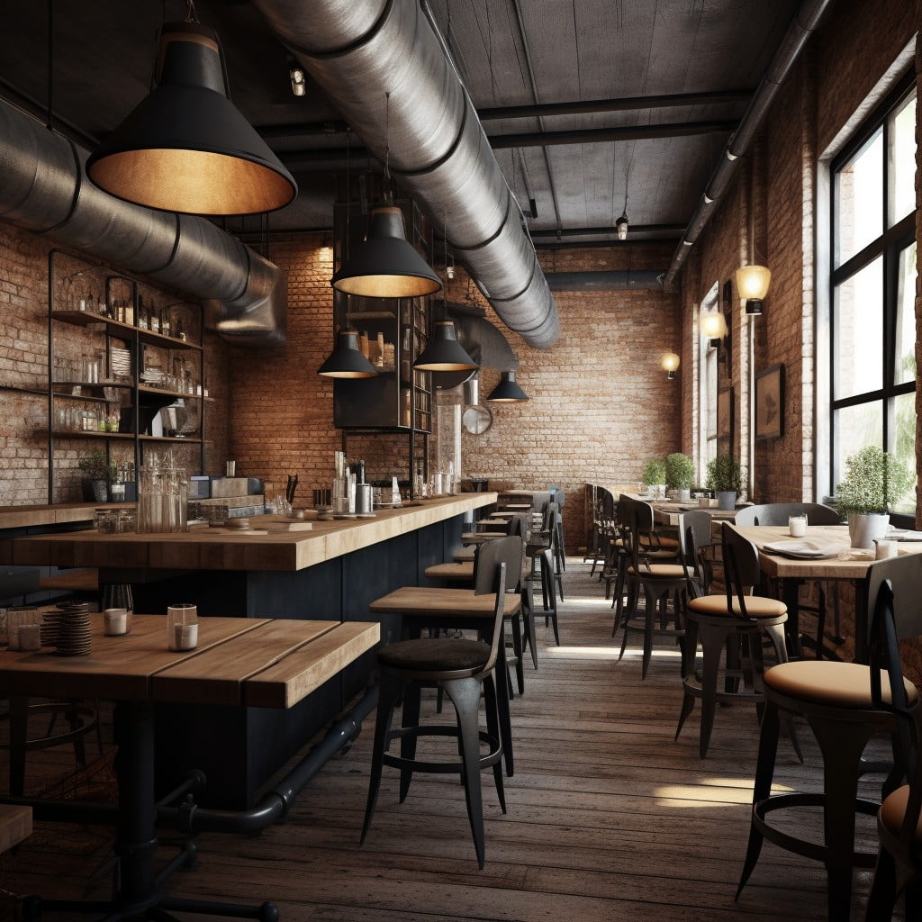 Industrial Style With Exposed Brick Walls Small Restaurant Bar Design