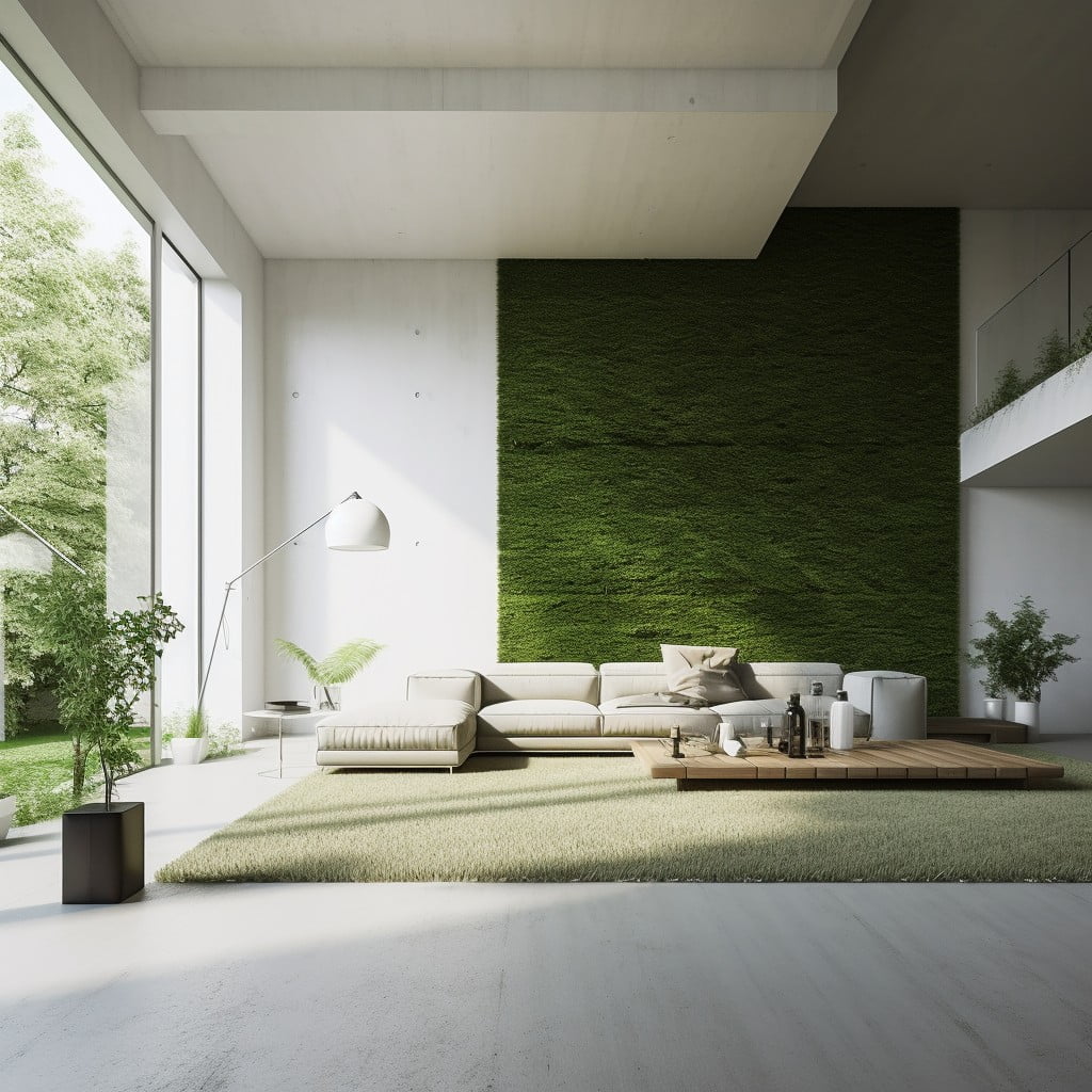 Minimalist Interior With Single Grass Wall