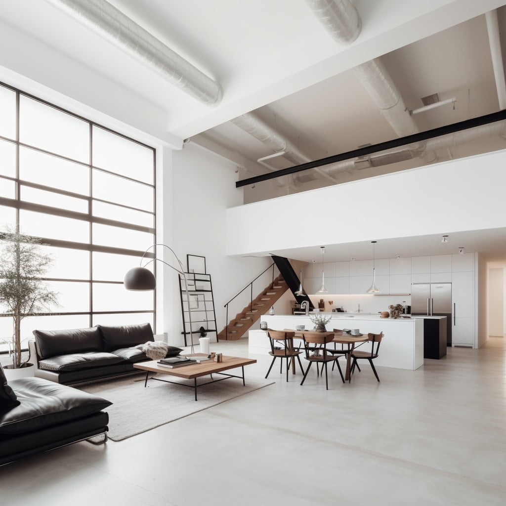 Minimalist Loft With White Walls and Minimal Furniture