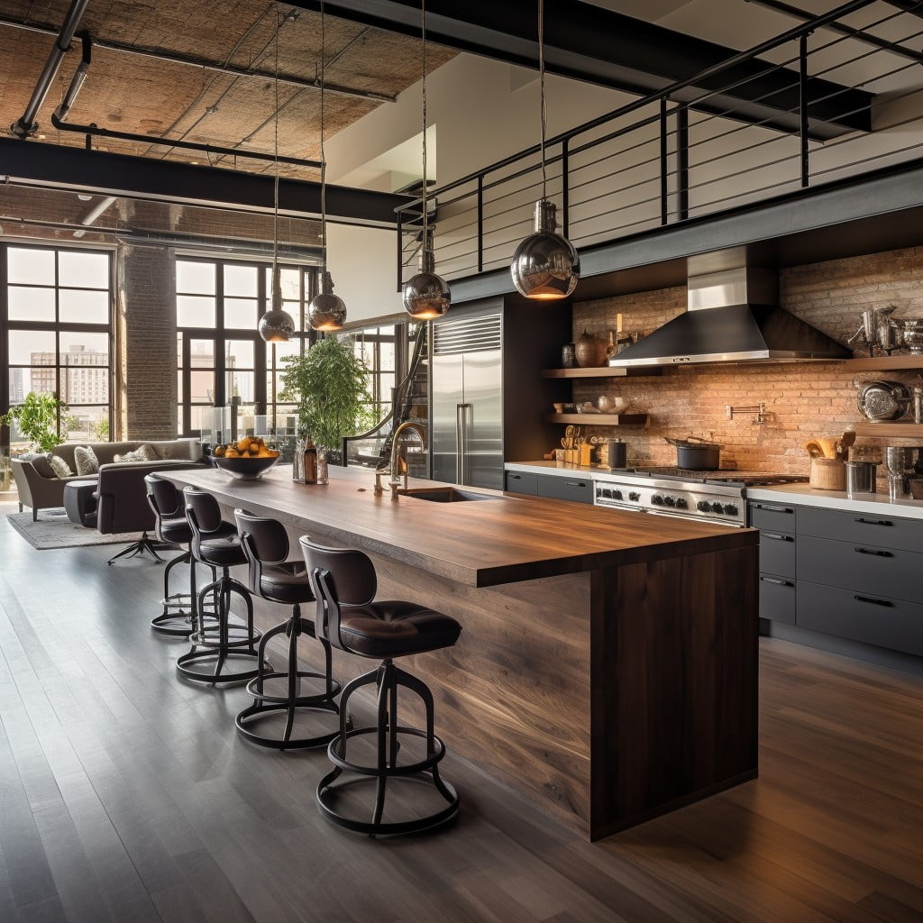 Modern Loft With a Large, Functional Kitchen Island