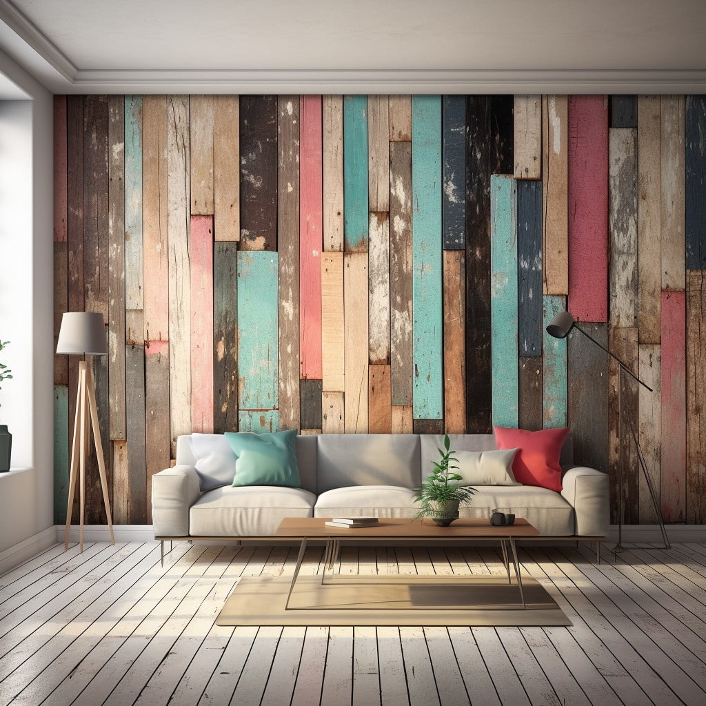 Multicolored Wood Panel Wall
