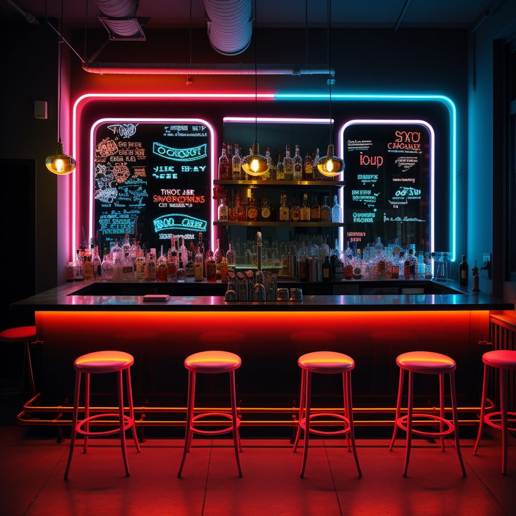 Neon Signage for Modern Touch Small Restaurant Bar Design