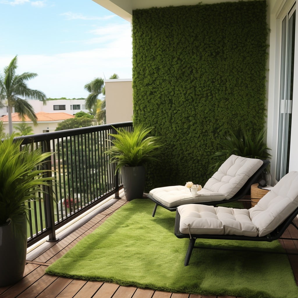 Outdoor Balcony With Artificial Grass Wall