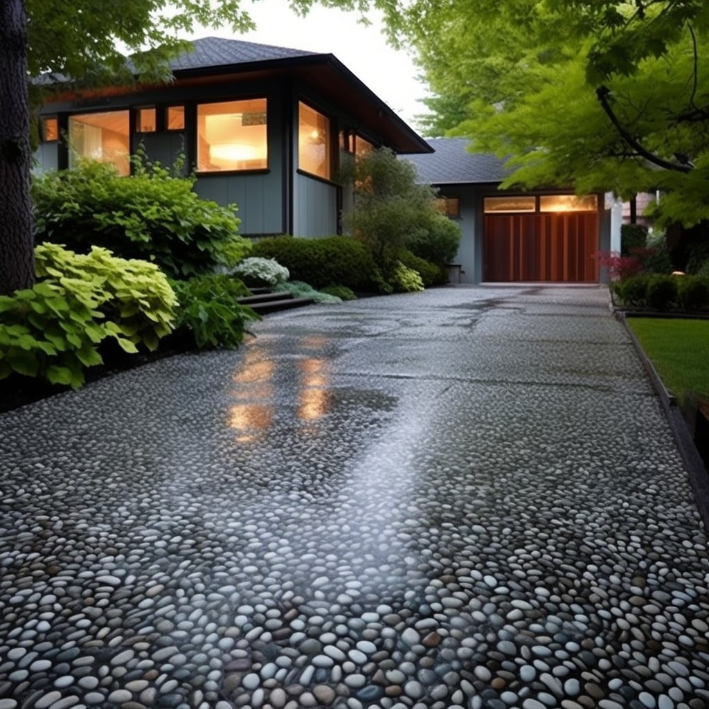 Pebble and Concrete Mixed Driveways