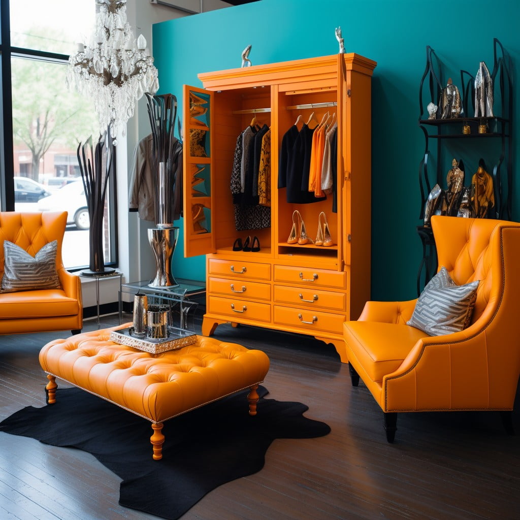 Pop of Color Through Accent Furniture for a Very Small Boutique