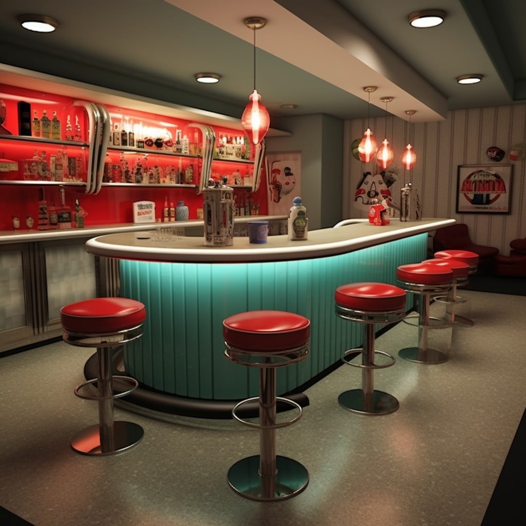 Retro 50's Style Soda Basement Bar Design