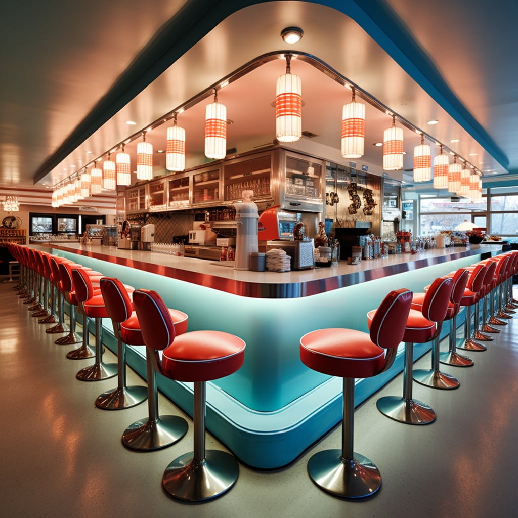 Retro Diner Style With a Long Counter Small Restaurant Bar Design