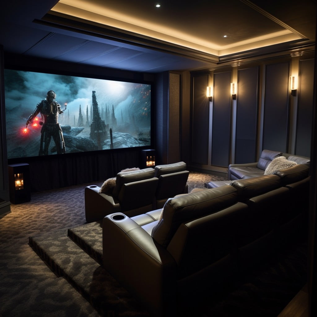 Small Home Theater Room Plentiful Ambient Lighting