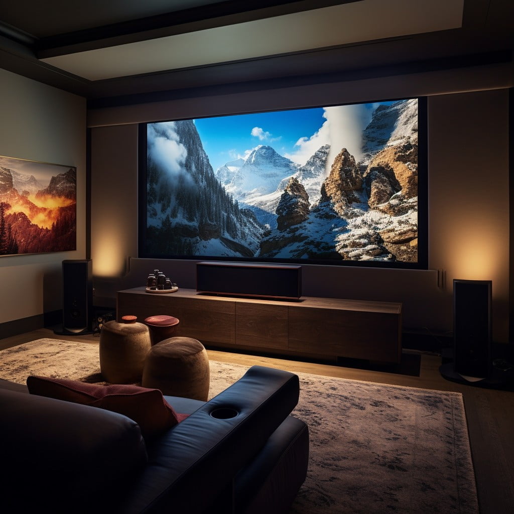 Small Home Theater Room Sound Bar Under the Screen
