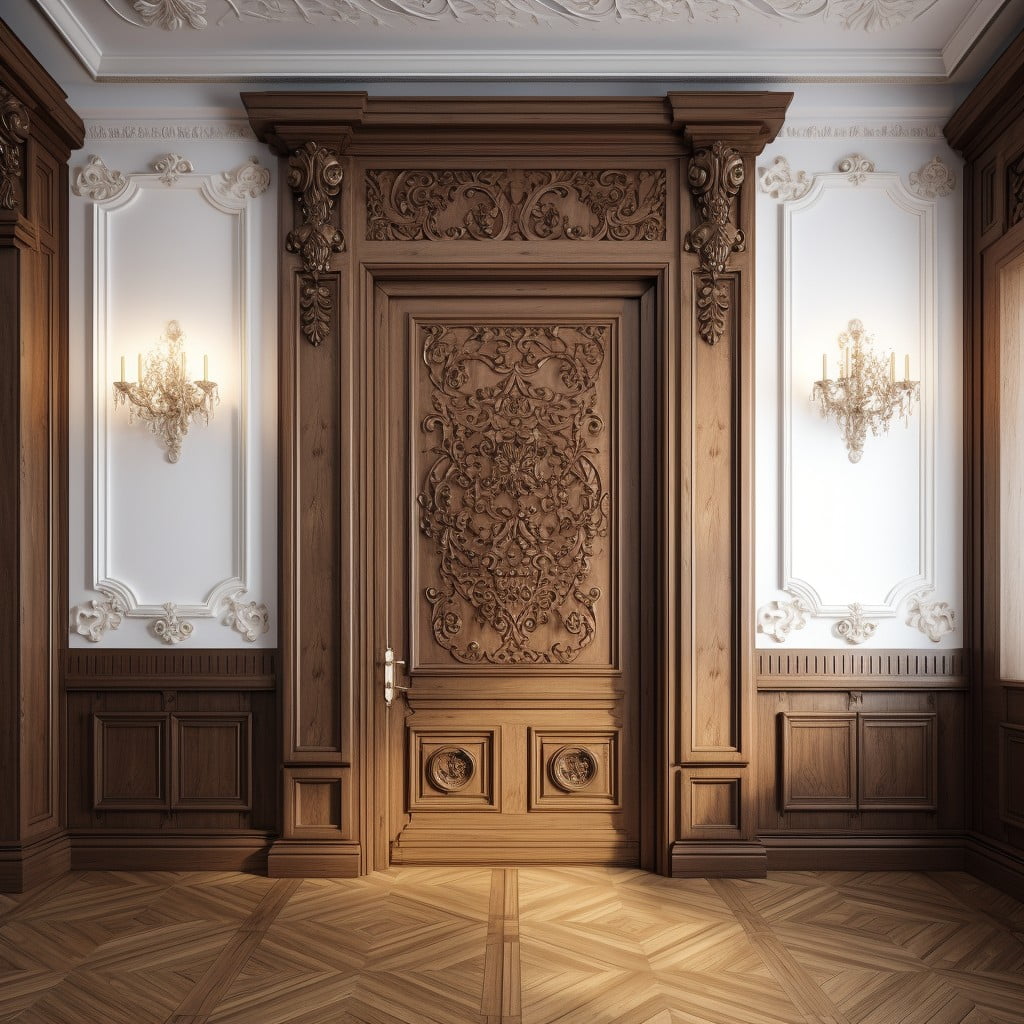 Solid Wood Panels With Carved Patterns Door Design