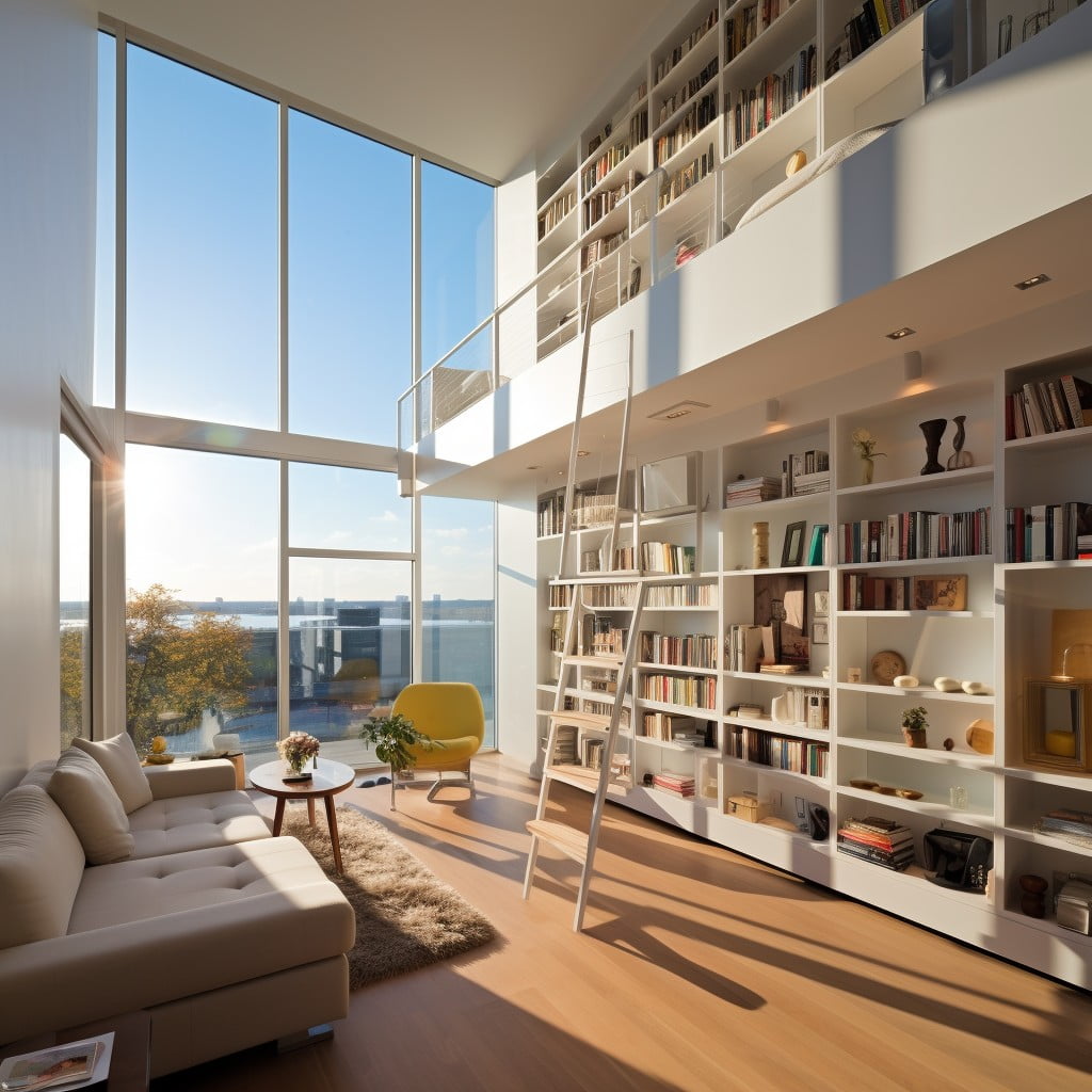 Utilization of Vertical Space With Tall Bookshelves