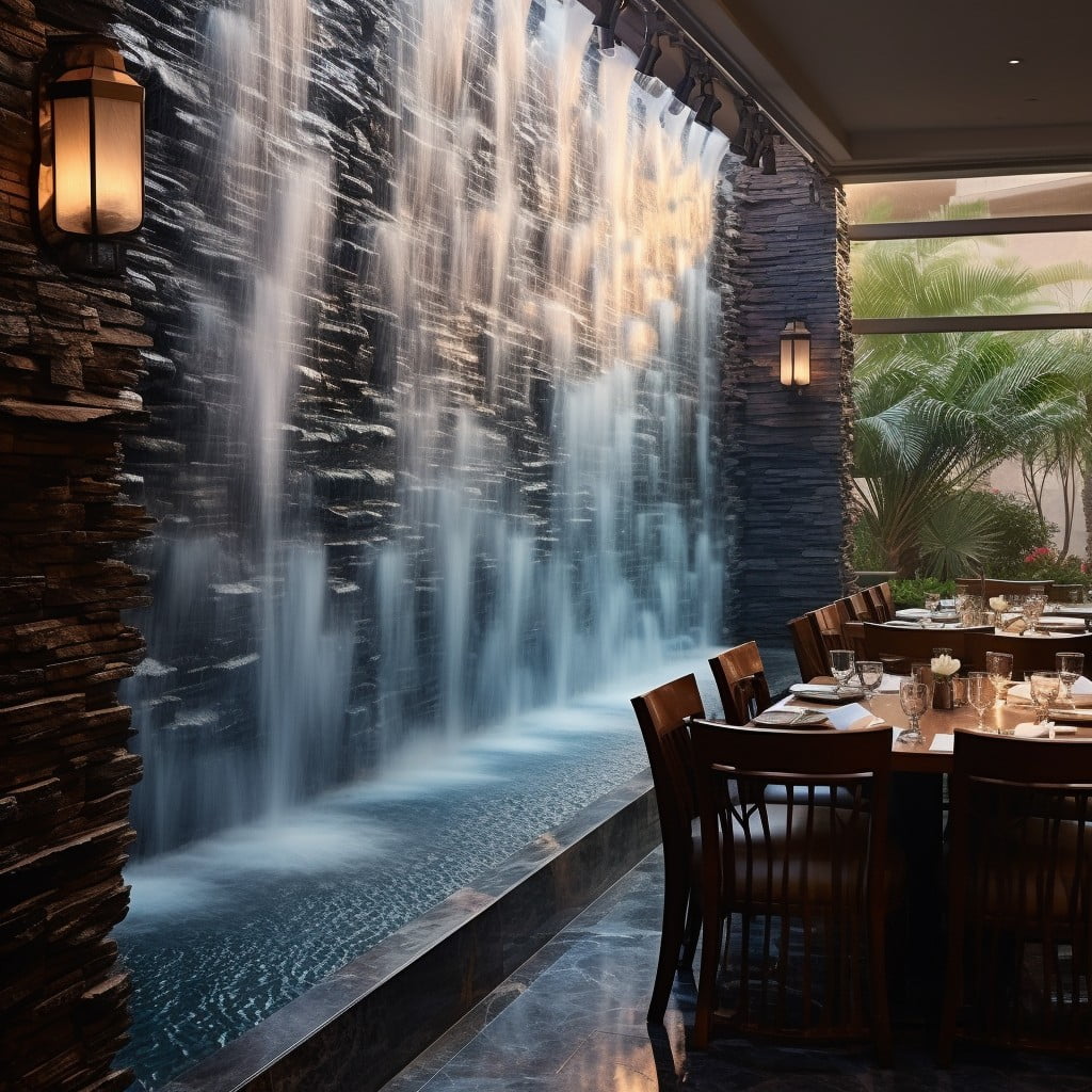 Waterfall Wall Feature Restaurant Design