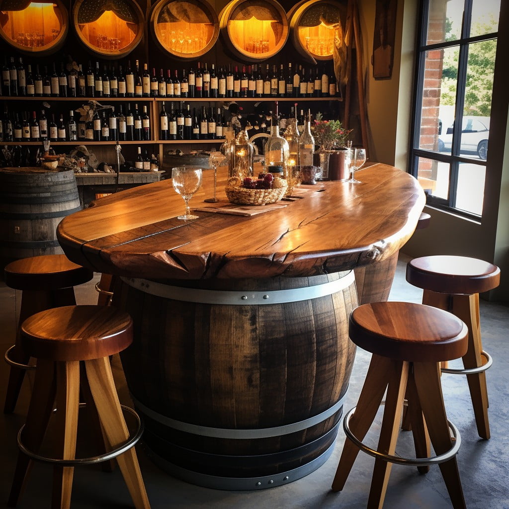 Wine Barrel Tables for Winery Restaurant Small Restaurant Bar Design