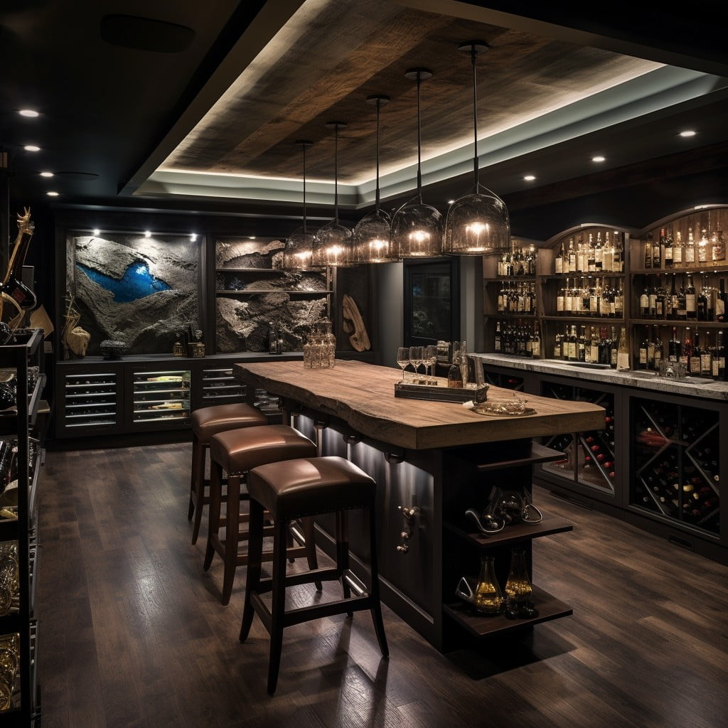Wine Cellar Inspired Basement Bar Design