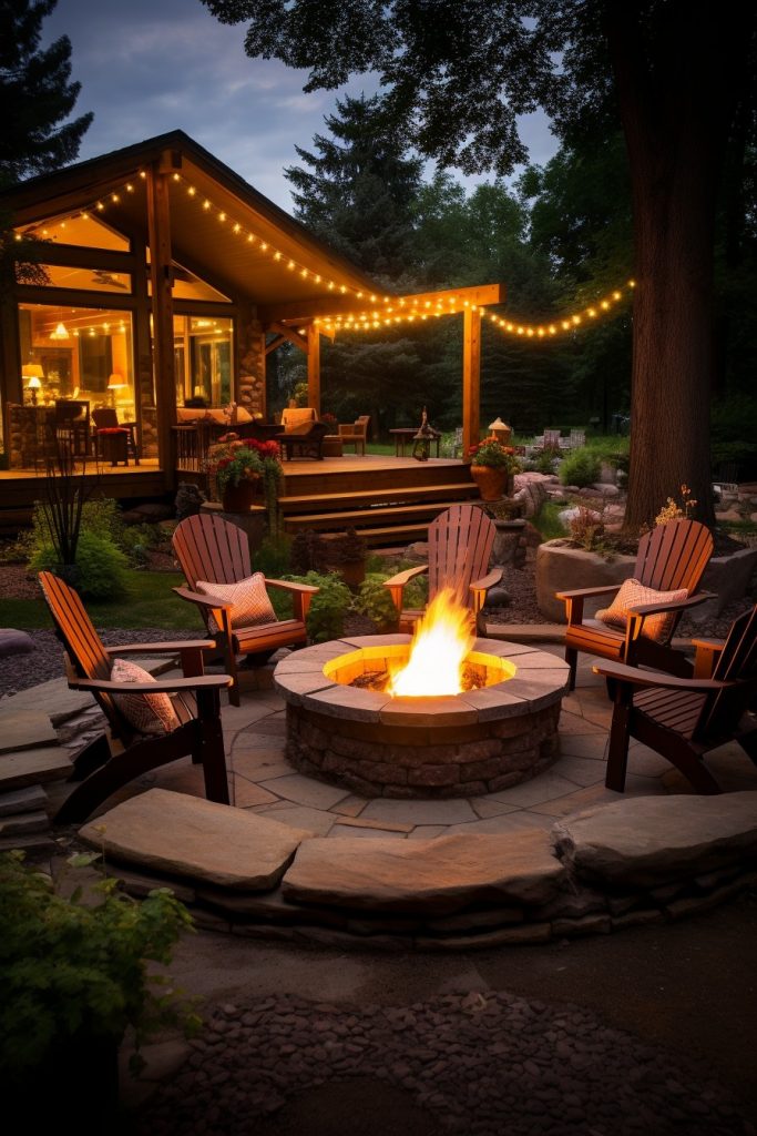 Cozy Fire Pit With Seating Backyard BBQ Area --ar 2:3
