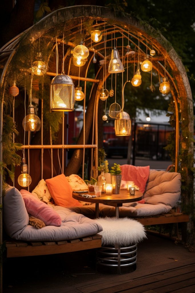 Cozy Outdoor Seating Area Mini Restaurant --ar 2:3