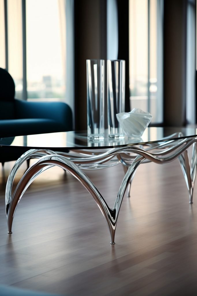 Glass Tabletop With Chrome Legs Table Design --ar 2:3