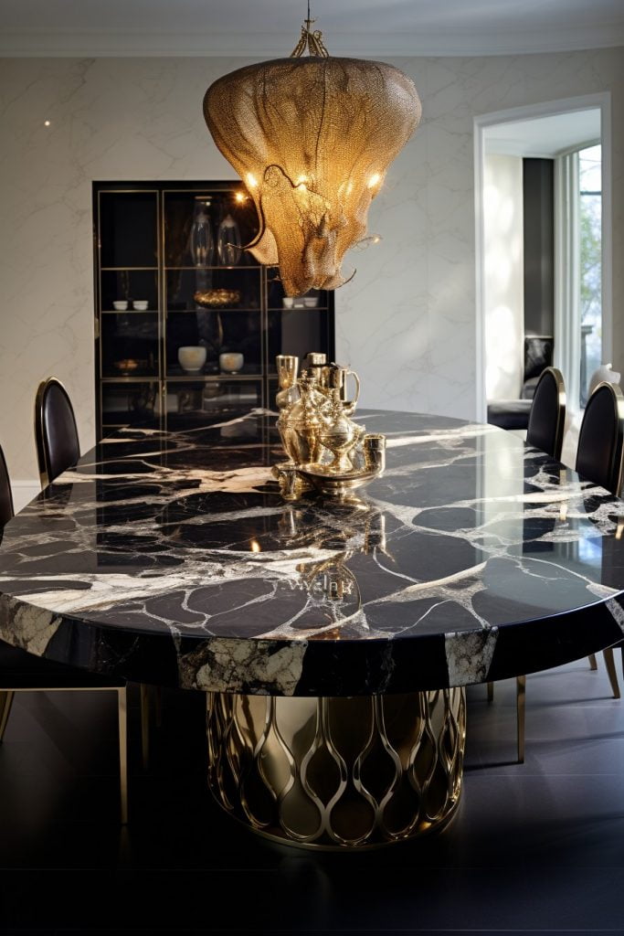 Marble-topped Dining Table Table Design --ar 2:3