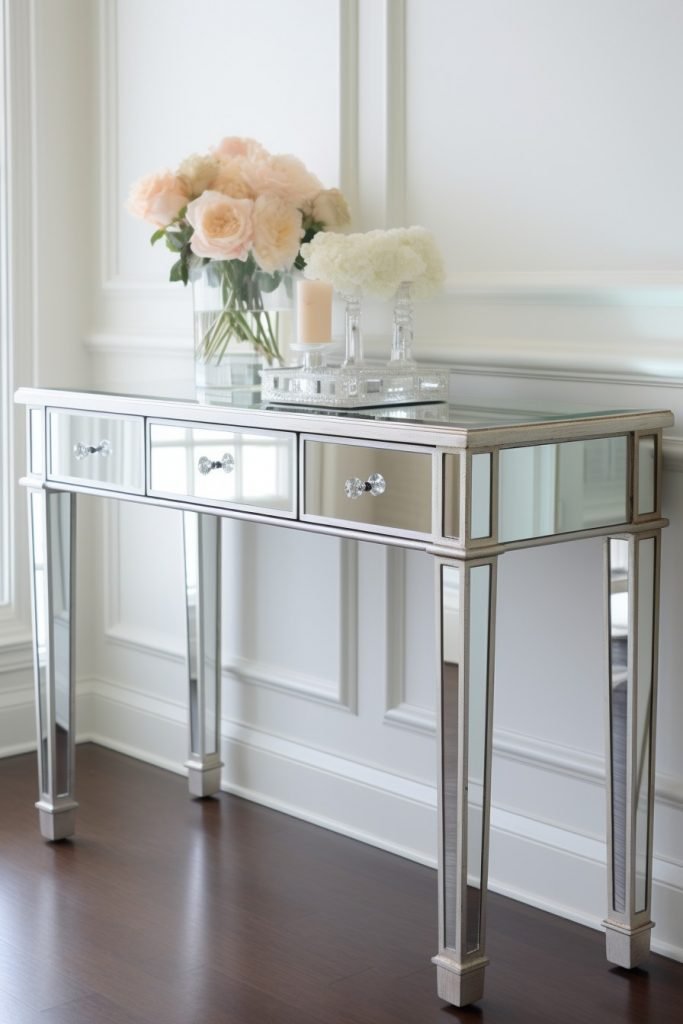 Mirrored Console Table Table Design --ar 2:3