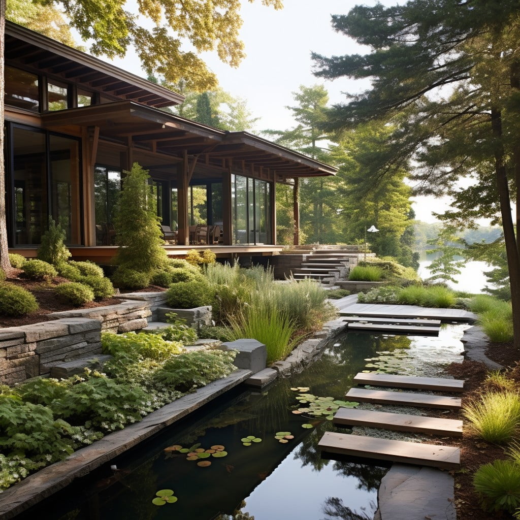Native Landscaping to Blend With Natural Surroundings Lake House Design