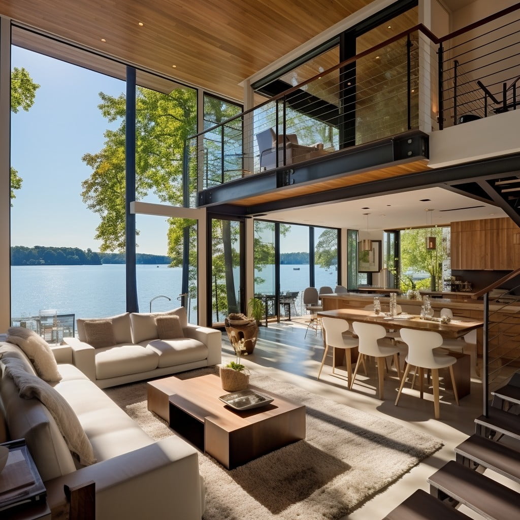 Open Floor Plan to Maximize Space and Views Lake House Design