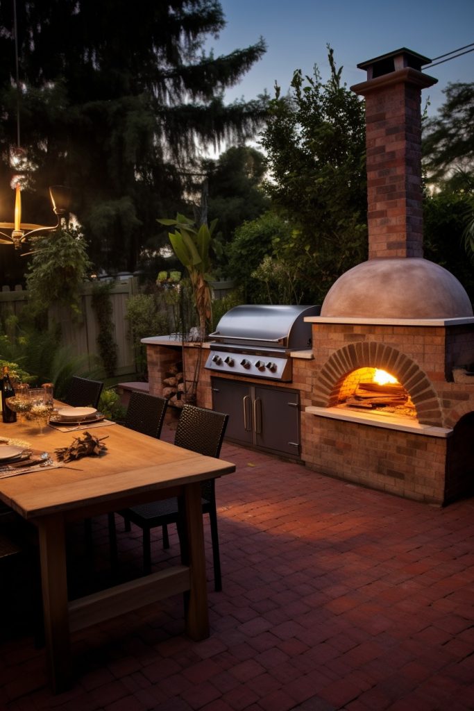 Outdoor Pizza Oven Station Backyard BBQ Area --ar 2:3