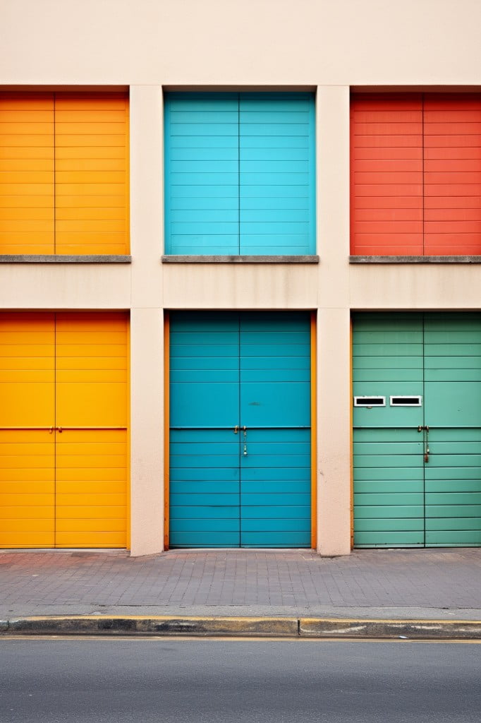 colorful retro style garage doors