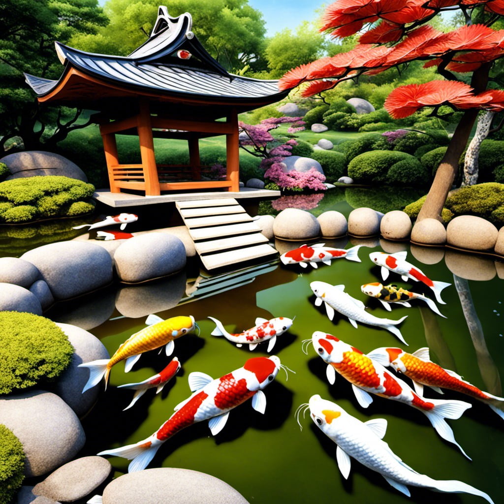 adding japanese koi sculptures for an artistic look
