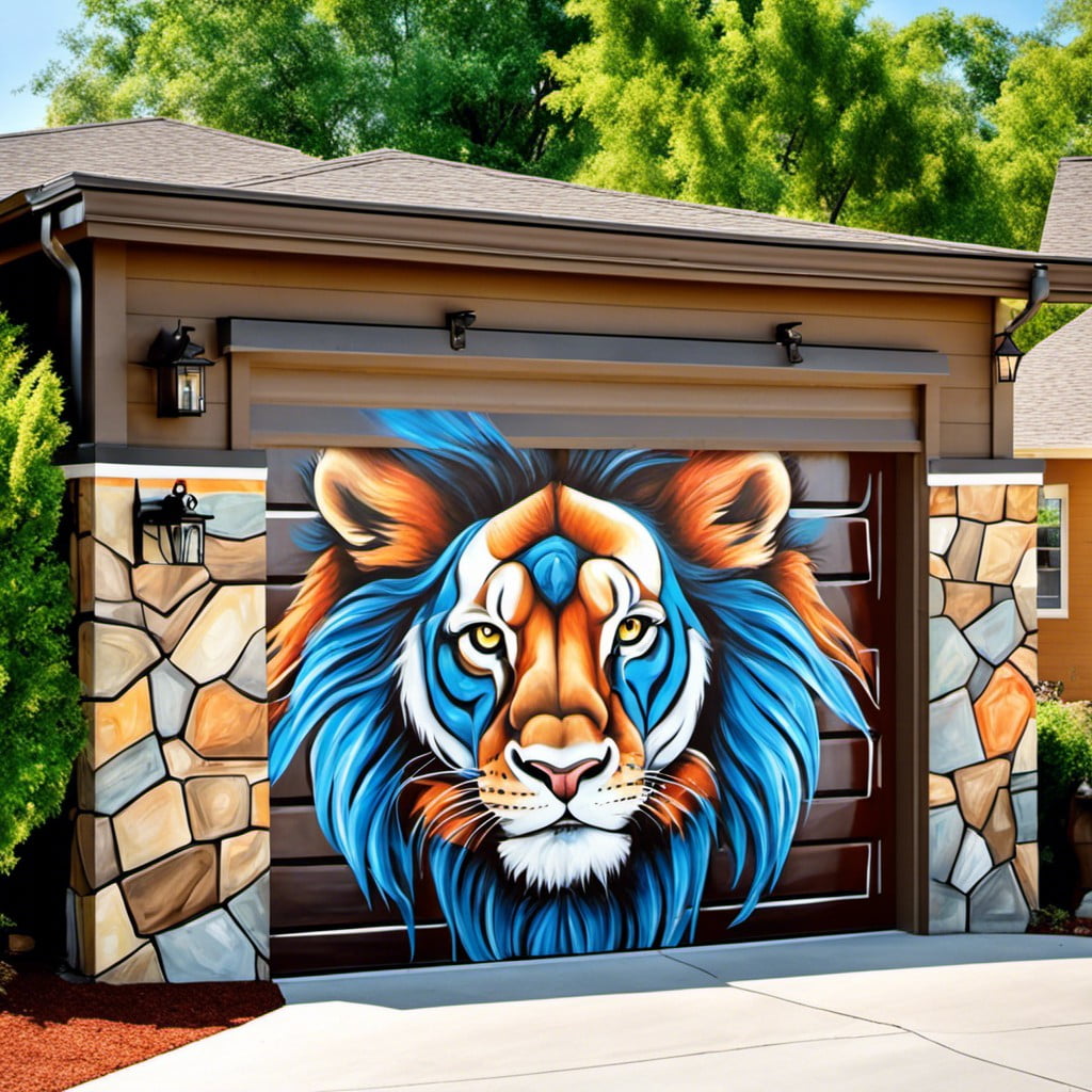 art mural on the garage doors